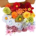 Artificial Flowers Combo Box Set, 38pcs Mix Flowers Dahlia Silk Roses, Daisy & Hydrangea with Stems for DIY Wedding Bouquets, Bridal Shower Centerpieces, Party & Home Decor, Floral Arrangement (Rainbow)