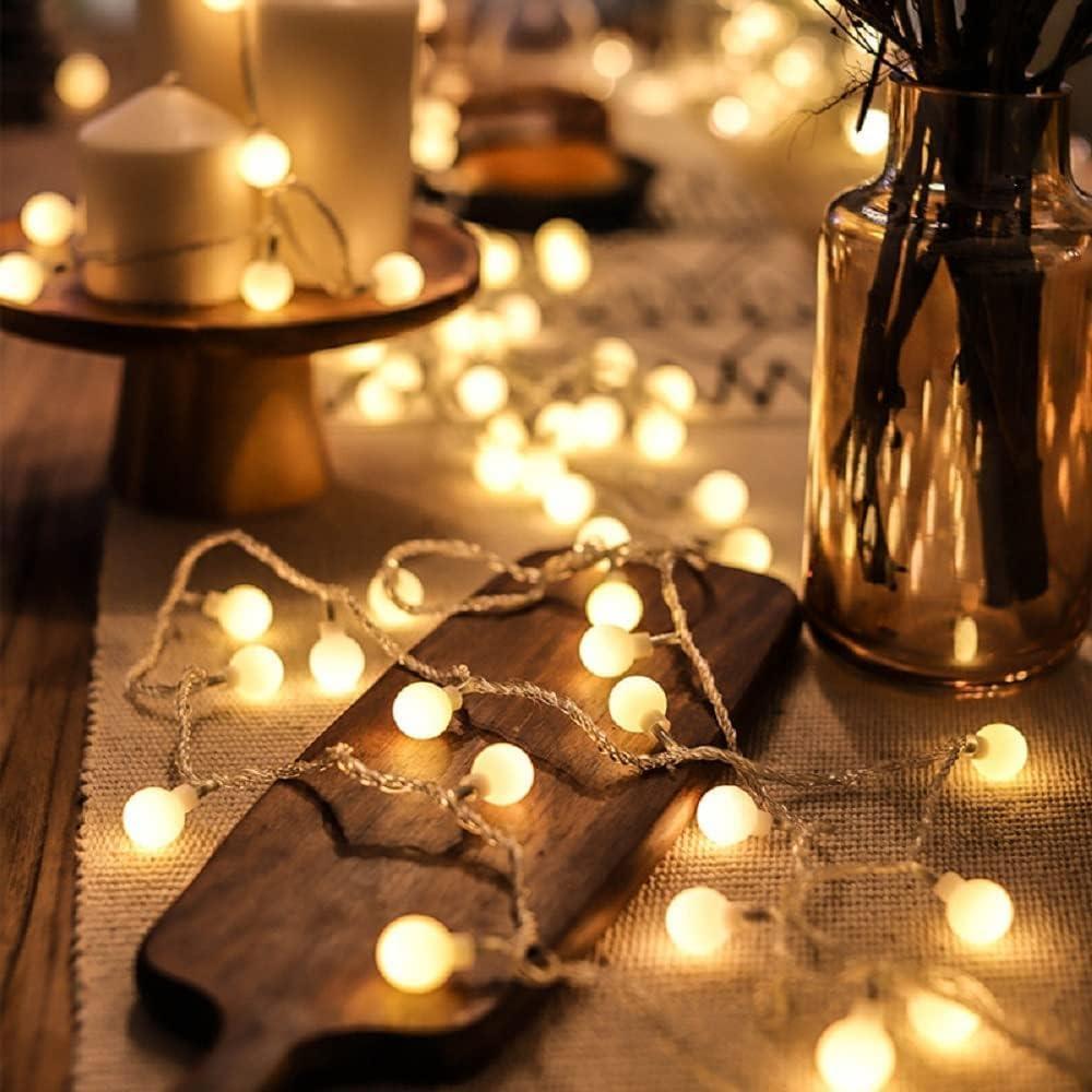 33ft 80 LED Globe String Lights  USB Powered Warm White Fairy Lights for Bedroom, Patio, Wedding, Party & Indoor Outdoor Decor