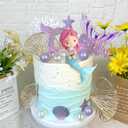 Mermaid Cake Toppers with Shell Starfish Fishtail Balls for Mermaid Birthday Supplies (Style1)