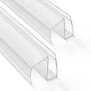 Bathroom Framless Shower Glass Door Bottom Seal Strip, 2PCS 36 Inch Long PVC Clear Seal Strips for 3/8"(10MM) Glass Door, to Stop Water Leakage