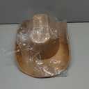 Cowboy Hat with Fringed Bandana Set for Women Wide Brim Western Cowgirl Hat Paisley Head Wrap Scarf (Suede Fabric-Khaki)