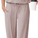 AOHITE Womens 2 Piece Outfits Lounge Sets Short Sleeve Pullover Tops Elastic Wide Leg Pants Set Sweatsuits Tracksuit (Pink, S)