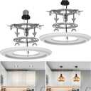 tebio 5" and 6" Recessed Can Light Conversion Kit 2-Pack, Light Fixture Upgrade, Pendant Light, Fan Compatible, Includes 7 Inch Decorative Plastic Medallion, White Finish