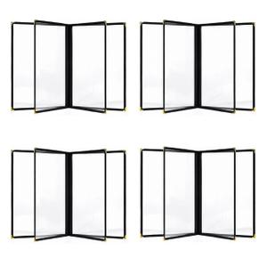 Clear Restaurant Menu Covers, Letter Size Holders with Double Panels, Metal Corners (8.5 x 11 in) (4)