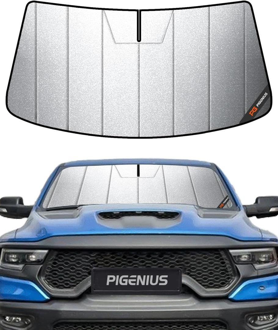 Windshield Sun Shade for Ram 1500 2019-2025 with 5 inch Wide Sensor - HyperShield (Flash Silver(HyperShield))