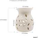 Hosley Elegant Ceramic Oil Warmers with Leaf Pattern and Speckle Design 4.5 Inches High Tealight Compatible for Aromatherapy and Home Decor Set of 3 (Cream 2)