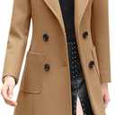 chouyatou Women Elegant Notched Collar Double Breasted Wool Blend Over Coat (Large, Camel)