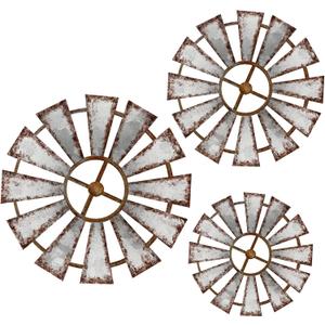 Yookeer 3 Pcs Wood Windmill Wall Decor Farmhouse Hanging Decoration Wooden Windmill Kitchen Decor Rustic Decor Living Room Sculpture Art for Bedroom Nursery Home Decor(Farmhouse)