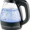 OVENTE Electric Kettle, 1.5L Borosilicate Glass Countertop Water Heater and Boiler for Coffee or Tea, BPAFree, Auto ShutOff, BoilDry Protection, Removable and Washable Spout Filter, Black KG83B