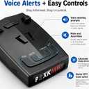 Radar Detector for Cars, Long Range Full-Band Laser Detection with Voice Alerts, False Alert Filter, City/Highway Modes, Windshield Mount, Black