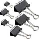 Binder Clips Paper Clamps Assorted Sizes 200 Count (Black), Jumbo, Large, Medium, Small, Mini and Micro,6 Sizes with Box for Office, School and Home