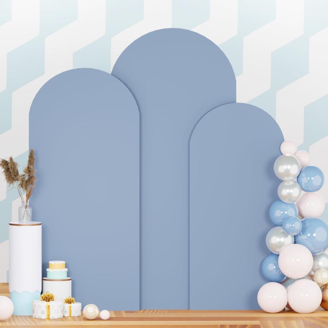 Set of 3 Wedding Arch Cover 6ft 6.6ft 7.2ft Dusty Blue Arch Cover Chiara Backdrop Cover Spandex Fitted Arch Stand Cover Balloon Arch Covers Stretchy Backdrop for Baby Shower Party Ceremony