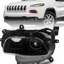 FIONE for Jeep Cherokee Headlights Assembly 2014-2018 Left Driver Side Halogen Black Trim Headlamps 68102847AE CH2502249