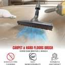 For Carpet & Hard Floors Vacuum Brush Attachment with Horse Hair Bristles and Wheels Using On Any Surface without Scratches - Hardwood Floor Attachments plus Vacuum Hose Adapter
