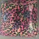 Colorful Leopard Print Faux Fur Pillow Covers 18x18Rainbow Cheetah Pillowcases Room DecorNeon Animal Print Throw Pillows Y2K Decorative for Girly Bedroom Sofa Couch Home