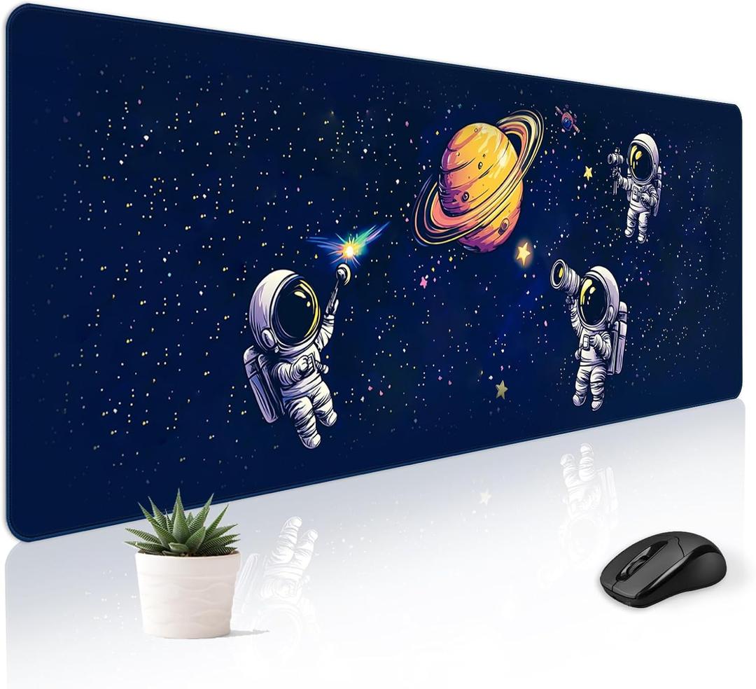 Mousepad Desk Mat Gaming Large Keyboard Cute Office Desktop Computer Laptop XXL Long Big Kawaii Aesthetic Girly Pretty Design Women Girl Gamer Oversized Wide 30x12'' Mousepad, Astronaut