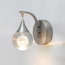 Sedelan Crystal Wall Sconce, Indoor LED Modern Wall Sconces, 5W Dimmable Moon Wall Light for Bedroom Bedside Bathroom Living Room Corridor, Sand Nickel