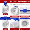 16PCS 3/4" PVC Ball Valve,SCH40 Slip PVC Water Pipe Valve with Easy Turn Blue T-Handle, Shut-Off Ball Valve Socket for Water Project, Swimming Pool, Sewage Pump, Outdoor Plumbing & Irrigation System