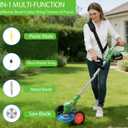 Electric Cordless Weed Wacker Eater with 4 Types Blades & Wheels 2 X 2.0Ah Battery Powered 3-in-1 String Trimmers/Grass Trimmer/Lawn Edger/Brush Cutter Lightweight Garden Tool for Garden Yard, 41 inches