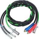 WFLNHB 15 Ft 3 in 1 Air Line Hose Kit Heavy Duty Wrap 7 Way ABS Power Cord Airlines Assembly with Teflon Tape for Semi Trucks Tractor Trailer
