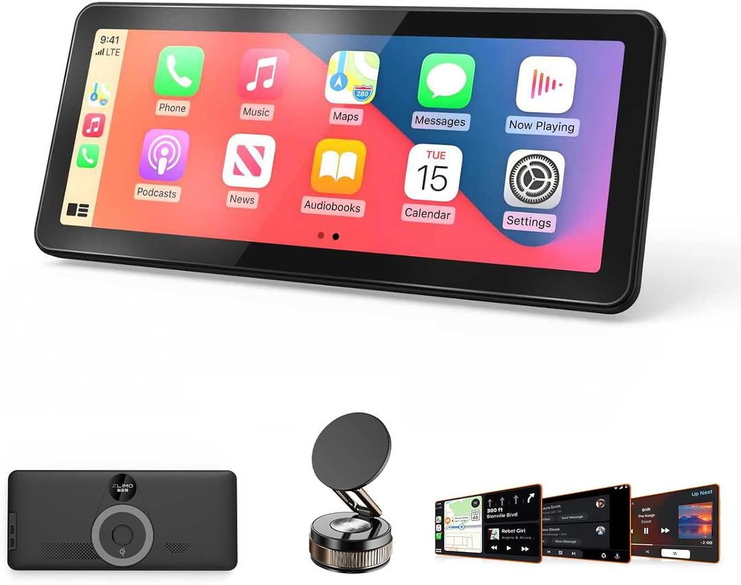 9.03" HD CarPlayScreen for Apple CarPlay & Android Auto, Featuring Mirror Link, Voice Control, Music Playback, GPS Navigation, Backup Camera, Bluetooth