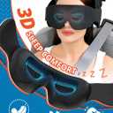 SARISUN Travel Pillow, Car Travel Pillow with 3D Eye Mask for Sleep, 360 Head Support Strap for All Car Seat, Road Trip Essentials, Stop Bobblehead, Black