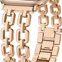 Wearlizer Compatible with Apple Watch Bands Women, Dressy Fancy Metal Chain Pretty Strap Designer Gold Silver Bracelet for iWatch Rose Gold, 38/40/41/42mm(Series 11 10)