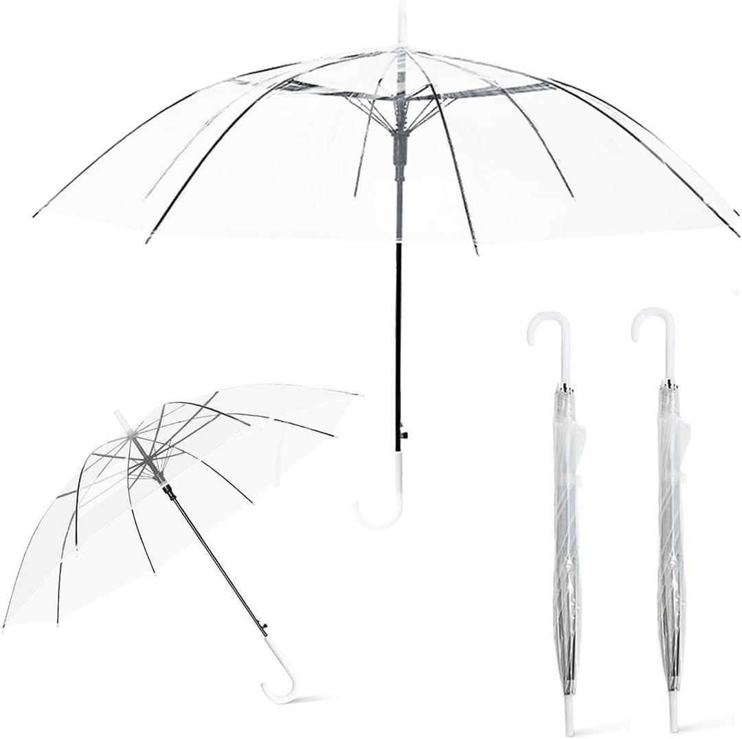 Wedding Clear Bubble Umbrella Bulk 52 Inch Large Dome Rain Windproof Stick Umbrellas,High-Visibility Transparent Rain Umbrellas, Firm and Durable, Easy Operation, Large Clear Umbrella for Wedding Bride Groom Photography Golf Outdoor Parties