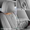 AOOG Front Seat Covers, Car Seat Covers Front Seats, Leather Seat Covers for Cars, Waterproof Seat Covers with Lumbar Support Universal Fit for Most Cars SUV Trucks(Front Pair, Grey)