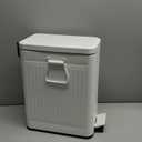 Small Trash Can with Lid Soft Close-10L/2.6 Gal Stainless Steel Outdoor Dog Poop Garbage Can-Metal Waste Bins with Pedal for Bathroom Bedroom Office-White