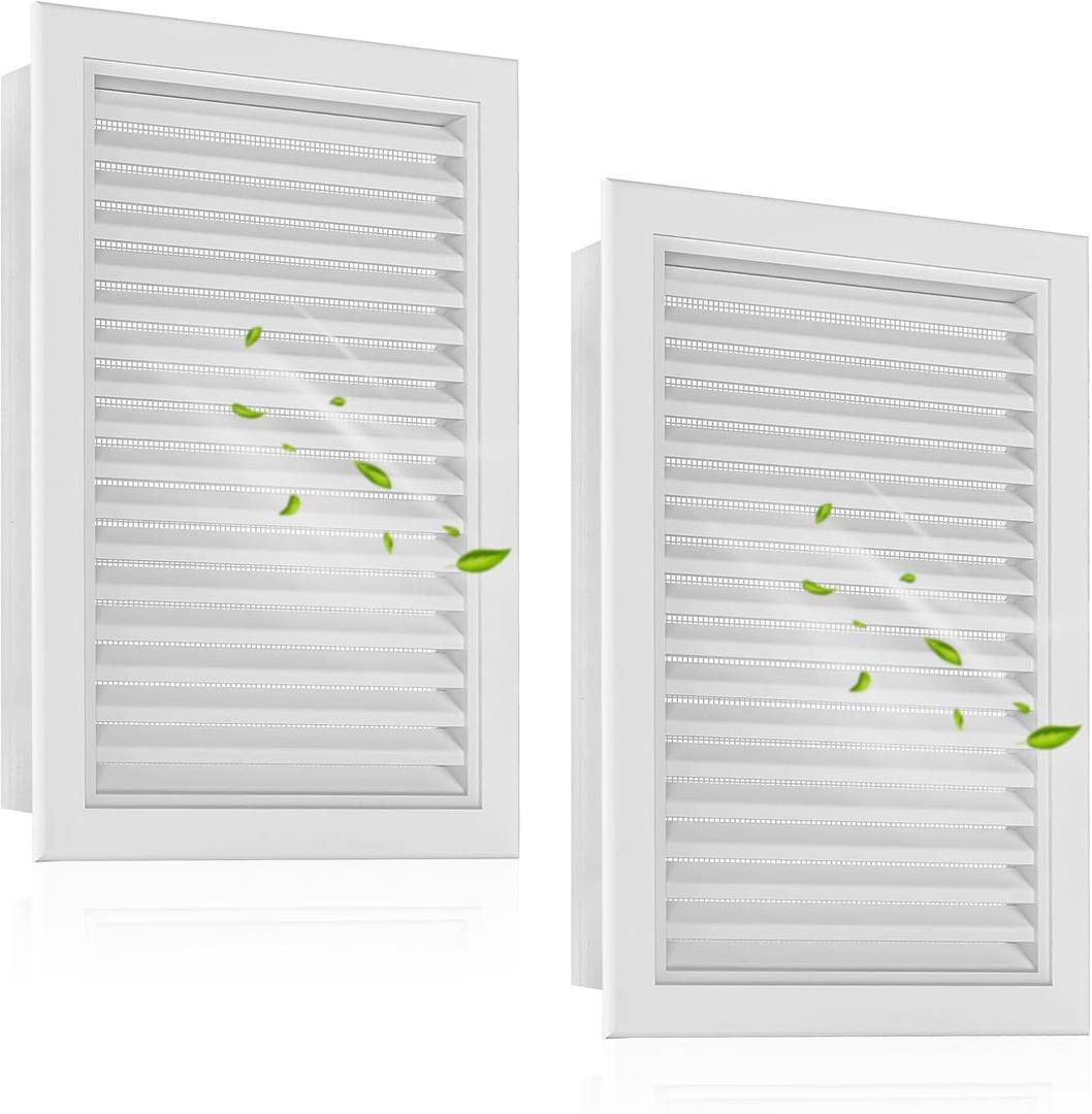 2-Pack 14"x20" Aluminum Alloy Gable Vents Durable Exterior Wall Vents for Shed, Garage, Attic Vent Opening: 12"x18", Stylish & Rust-Resistant