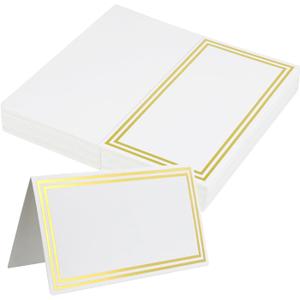Premium Place Cards, Used for Table Decoration, Seat Cards with Double Gold Foil Border, 2x3.5-Inch Tent Cards - Perfect for Weddings, Tables, Dinner Parties (50 Pack)