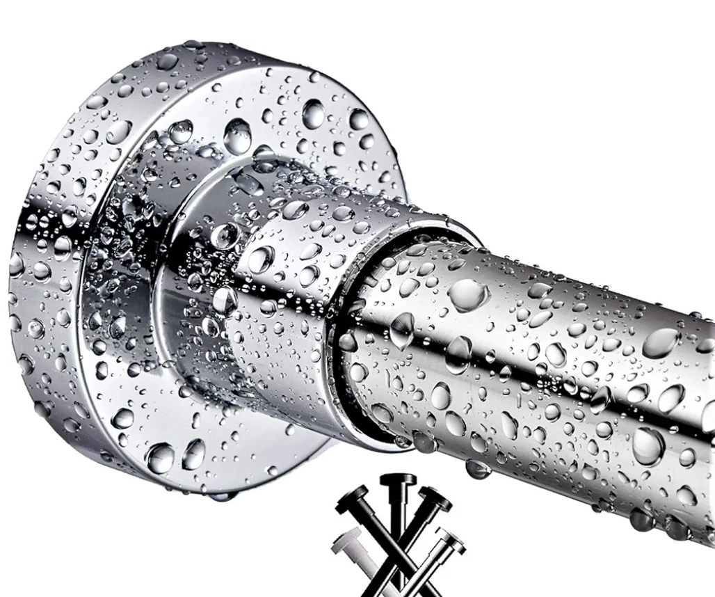 BRIOFOX Shower Curtain Rod 43-73 Inches, Never Rust and Non-Slip Spring Tension Rod for Bathroom, Polished 304 Stainless Steel