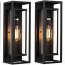 4 Pack 18 inches Outdoor Wall Lantern Light Fixture, Large Black Exterior Waterproof Wall Sconce, Anti-Rust Mount Porch Light with Clear Glass, E26 Socket