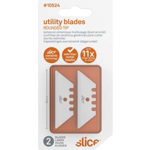 Slice 10524 Ceramic Utility Blades (Rounded-Tip), Finger-Friendly, Safe to Touch, Strong, Durable, Last 11 Times Longer Than Metal, Multiple Tool Compatibility (2 Blades)