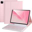 APHBZGE Keyboard Case for iPad Air 11 2024(M2), iPad Pro 11'' 4th/3rd/2nd/1st Gen, Detachable Bluetooth Keyboard with Pencil Holder, Pink