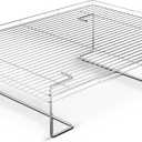 Flip-Free Crispmaster 1st Ever 4-Inch Elevated Roasting, Baking, and BBQ Rack for 360 Heat Stainless Steel Wings, Fries, Chicken, Veggies, Turkey for Oven, Grill, or Smoker 17 x 13