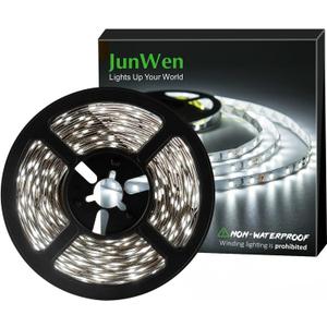 Daylight White LED Strip Lights, 12V16.4ft 300LEDS Flexible Tape Light for Hallway, Staircase, Bookshelf, Under Cabinet, Non Waterproof, Not Include Power Adapter
