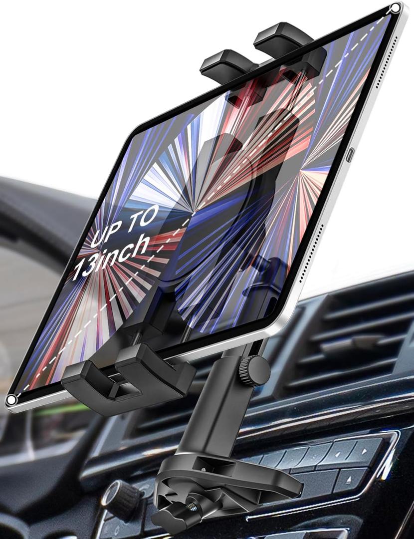 Woleyi CD Slot Tablet Holder for Car - [Height Adjustable] Car Tablet Mount CD Player, Ultra Sturdy CD Tray Tablets Stand for iPad Pro, Air, Mini, iPhone, Galaxy Tabs, Z Fold, Fire HD, 4.7-13" Devices