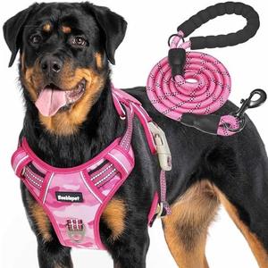 Beebiepet Heavy Duty Tactical Dog Harness for Large Dogs, No Pull Adjustable Pet Harness Reflective Service Training Easy Control Pet Vest Military K9 Working Dog Harnesses- Large, Pink Camo