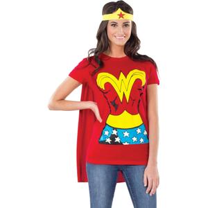Rubies Women's DC Comics Wonder Woman T-Shirt with Cape (Large)