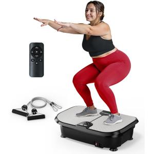 FEIERDUN Vibration Plate Exercise Machine, 330 LBS Capacity Vibration Plate for Lymphatic Drainage, Max Space for Whole-Body Workout & Relaxation at Home