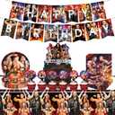 Wrestling Birthday Supplies, 55Pcs Wrestling Decorations include Banner, Tablecloth, cake topperPlates and Napkins for Teens Kids Party Decor