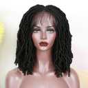 FAVE Short Braided Wigs for Black Women Full Lace Wig Faux Locs Wig 14IN Synthetic Loc Wigs for Women Twisted Wig