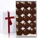 15PCS Brown Velvet Flocked Christmas Ornaments, 3.15" Shatterproof Matte Balls for Xmas Tree Decor, Elegant Luxury Holiday Ornaments (Brown)