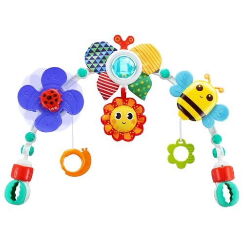 UTOPLIKEY Baby Activity Arch Toy Bar for Stroller, Bassinets and Car Seat, Adjustable Crib Toys Hanging Attachment, Sensory Development Toys with Rattles