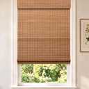 Cordless Bamboo Roman Shade, Light Filtering Blinds 27x48, Carbonized