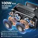 W-KING Loud Bluetooth Speaker, 100W Max IPX6 Portable Outdoor Speakers Bluetooth Wireless/60W Deep Bass Radiator/2 Subwoofer/2 Pairing/40H/TF/AUX/EQ, IPX6 Party Big Large Waterproof Speaker Boombox