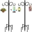 Double Shepherds Hooks for Outdoor, 76 Inch Heavy Duty Bird Feeder Pole with 5 Prongs Base, Adjustable Shepherds Hook for Bird Feeder, Garden, Weddings, Hanging Plant, 2 Pack