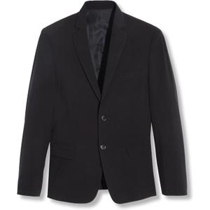 Calvin Klein Boys' Bi-Stretch Blazer Suit Jacket, 2-Button Single Breasted Closure, Buttoned Cuffs & Front Flap Pockets (18, Black Infinite)